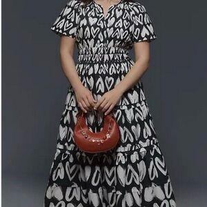 Anthropologie Black and White Heart Maxi Dress